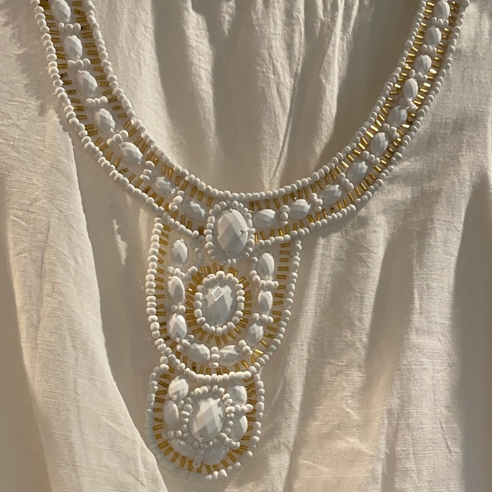 Lilly Pulitzer white Beaded Scoop-Neck Mini Dress - Picture 2 of 5